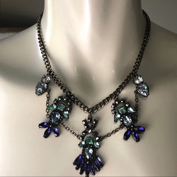 - Jewelry - NEW Statement chandelier necklace blue/green/